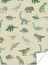 Poster kinderen - Dinosaurus - Bruin - Groen - Jongens - Meisjes - Kinderen - Wanddecoratie jongens - 30x40 cm - Poster kinderkamer - Decoratie voor kinderkamers