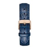 20mm Universele leather Strap dark blue/rosegold - Quick Release - Past op Alle Merken met 20mm Aanzetmaat