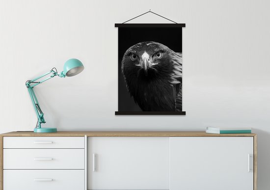 Porte-affiche avec affiche - Affiche scolaire - Buse - Vogel - Animaux - Zwart - Wit - 90x120 cm - Lattes noires