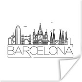 Poster Skyline "Barcelona" wit - 30x30 cm