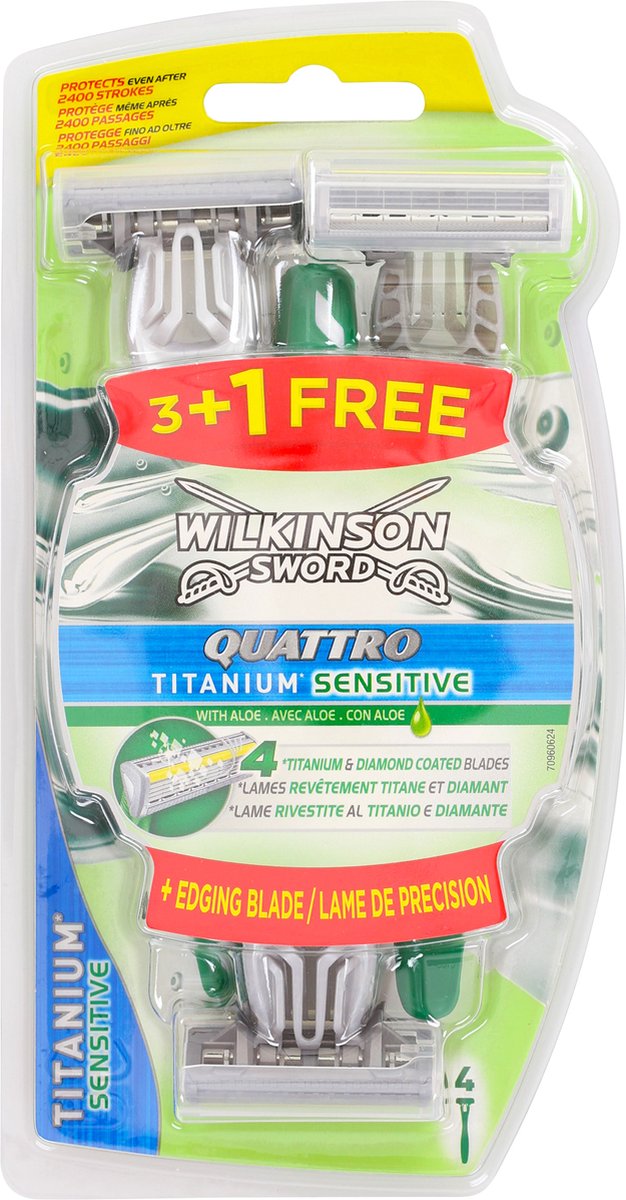Wilkinson Quattro Titan Sensitive - 4 stuks - Wegwerpmesjes