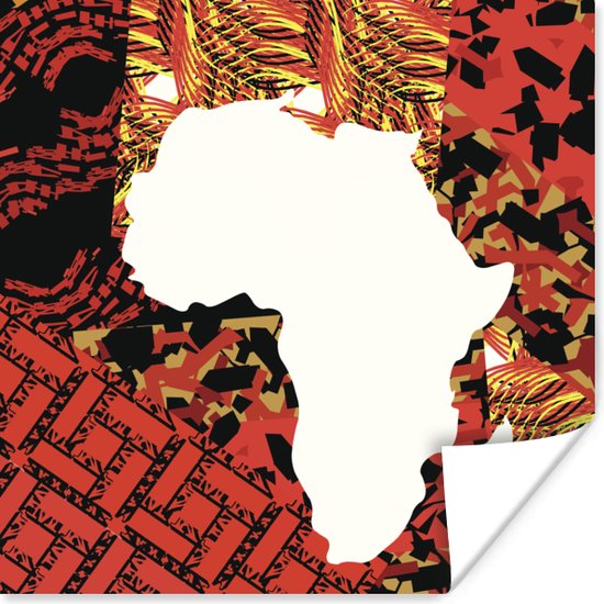 Poster Kaart van Afrika met traditionele patronen - 75x75 cm