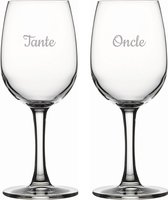 Witte wijnglas gegraveerd - 26cl - Tante & Oncle