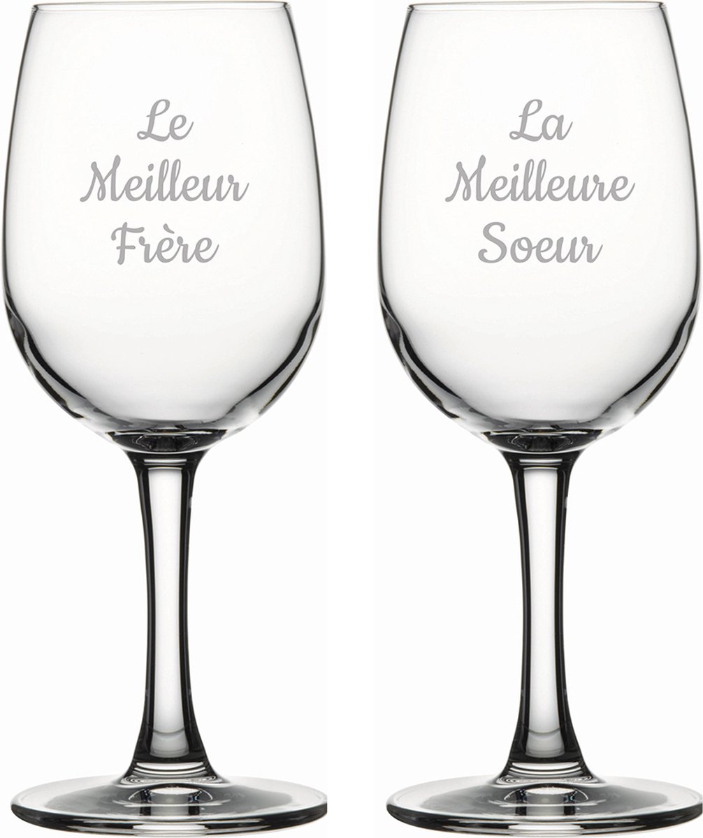 Witte wijnglas gegraveerd - 26cl - Le Meilleur Frère & La Meilleure Soeur