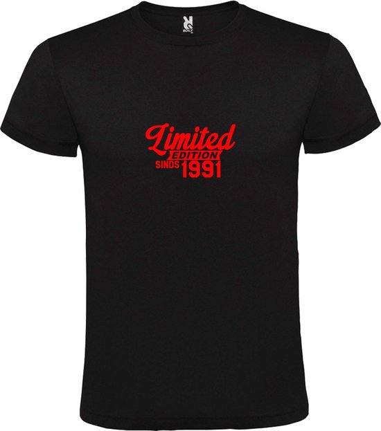 Zwart T-Shirt met “Limited sinds 1991 “ Afbeelding Rood Size XXXXL