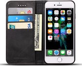 Mobiq - Premium Lederen Wallet Hoesje iPhone SE (2022 / 2020)/8/7 - zwart