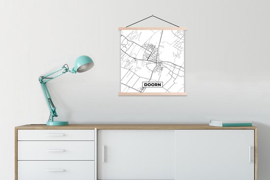 Porte-affiche avec affiche - Affiche scolaire - Carte - Plan de la ville - Doorn - Carte - 60x60 cm - Lattes vierges