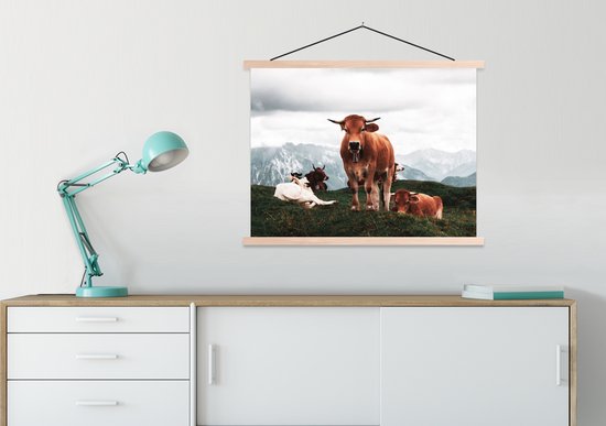 Porte-affiche avec affiche - Affiche scolaire - Animaux - Vache - Berg - 60x45 cm - Lattes vierges