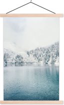 Posterhanger incl. Poster 40x60 cm - Schoolplaat - Winter - Water - Sneeuw - Textielposter - Blanke latten