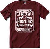 Weekend Hunting | Jagen - Hunting - Jacht - T-Shirt - Unisex - Burgundy - Maat L