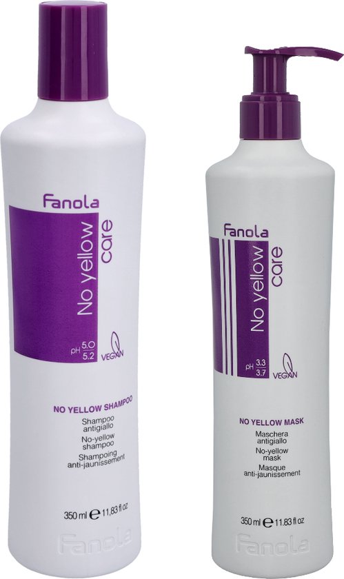 Fanola Bundel: Fanola No Yellow Shampoo 350ml + Fanola No Yellow Hair Mask 350ml - Fanola