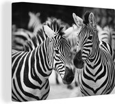 Canvas Schilderij Zebra zwart wit - 120x90 cm - Wanddecoratie
