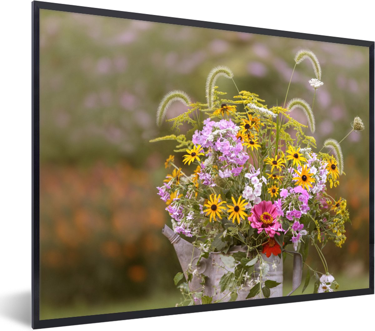 Poster in lijst - Fotolijst 80x60 cm - Posters - Bloemen - Gieter - Kleur - Posterlijst zw