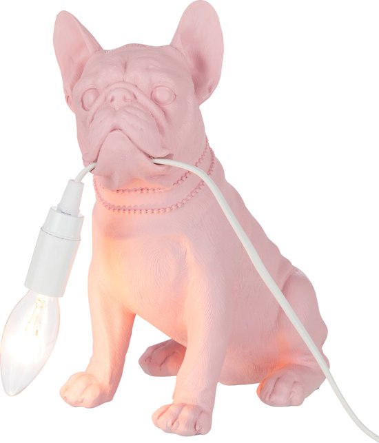 Looliving tafellamp bulldog roze