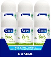 Bol.com Sanex Zero% Respect & Control Deodorant Roller 6 x 50ml - Voordeelverpakking aanbieding