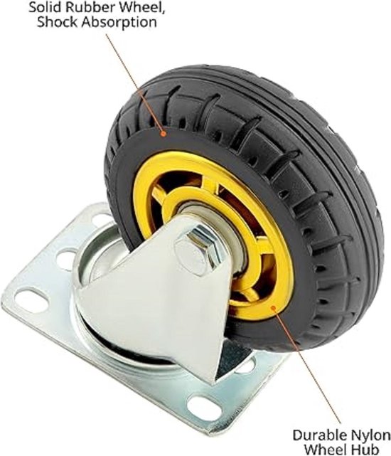 4 stuks 200 mm zware wielen - 400 kg draagkracht, zwenkwielen met rem, 360° draaibare rubberen wielen voor meubel- en transportwagens (2 draaibare zwenkwielen 2 fixes 4 stuks 200 mm zware wielen - 400 kg draagkracht, zwenkwielen met rem, 360° draaibare rubberen wielen voor meubel- en transportwagens (2 draaibare zwenkwielen 2 fixes