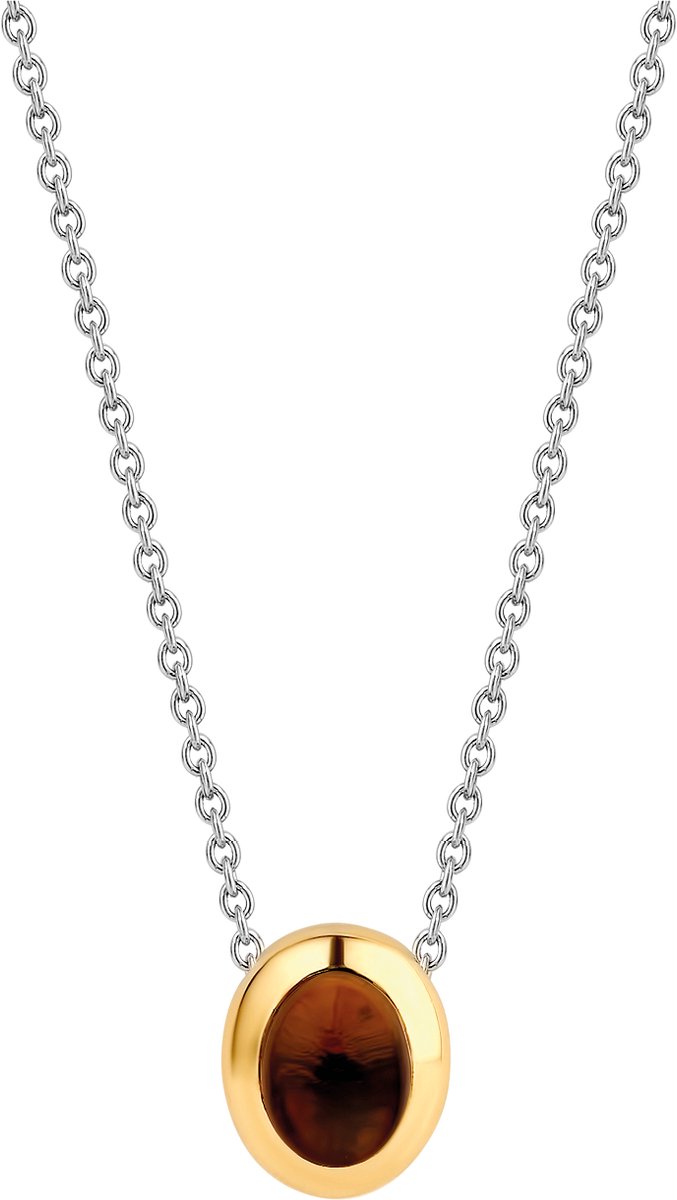 TI SENTO Dames Ketting - 925 zilver - Bruin - Maat 42 - 3928TB