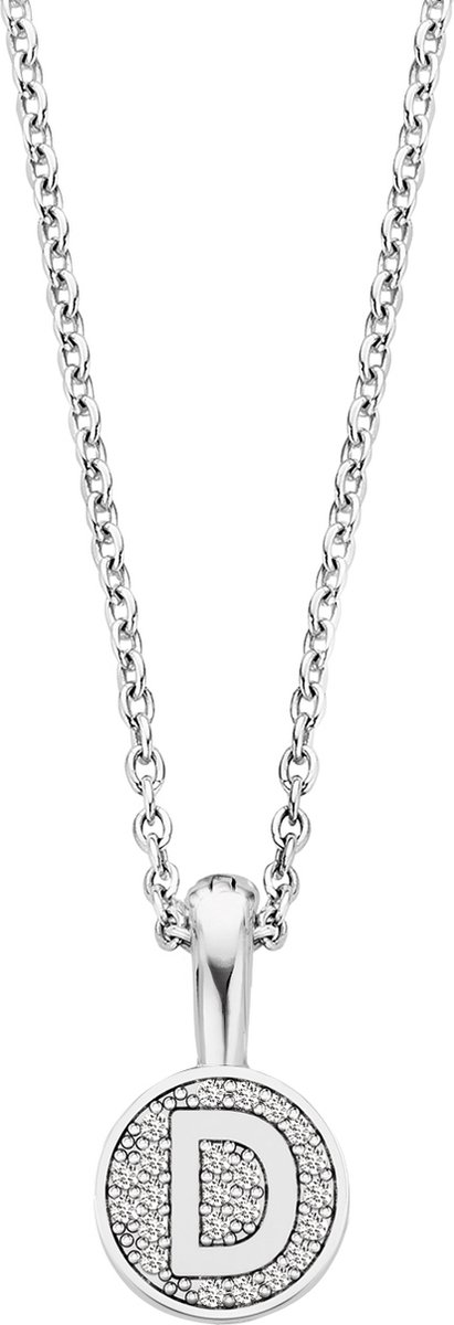 TI SENTO Dames Ketting - 925 zilver - Wit (Letter) - Maat 42 - 3858LD