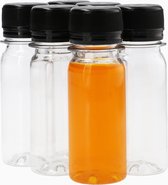 6x Sapfles Plastic 50 ml - Mini - PET Flessen met Dop, Sapflessen, Plastic Flesjes Navulbaar, Smoothie Sap Fles - Kunststof BPA-vrij - Set van 6 Stuks
