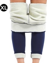 Livano Winter Panty - Gevoerde Panty - Fleece panty - Legging Thermo Panty - Warme Panty - Elastisch - Hoge Taille - Maat XL - Blauw