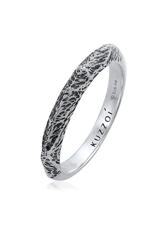 KUZZOI Heren Ringen Heren Band Ring Smalle Gebruikte Look Solide Trend in 925 Sterling Zilver