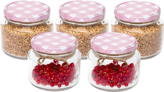 Hega Hogar Weckpot/voorraadpot Classico - 5x - 600 ml - kunststof - roze - D10 x H9 cm