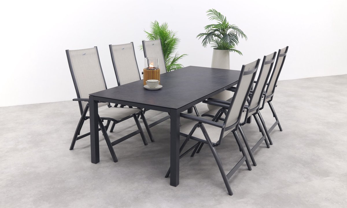 Hartman Monza alu/Chaneo verstelbare tuinset - 220x100 cm. - 7-delig