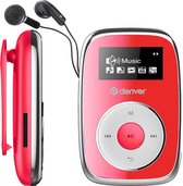 Denver MP3 Speler Incl. Oordopjes - 32GB - Shuffle modus - Kinderen & Volwassenen - Bevestigingsclip - AUX - MicroSD - MPS316 - Rood