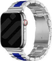 Bracelet Smartwatch en acier - Convient au bracelet en acier Apple Watch - argent/bleu - Strap-it Watchband / Wristband / Bracelet - Taille: 42 - 44 - 45 - 49mm