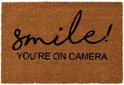 J-Line Smile! deurmat voor binnen & buiten - kokosvezel - naturel/zwart - woonaccessoires