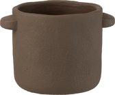 J-Line Bloempot Gustave - cement - donker bruin - Ø 16 cm - 2 stuks