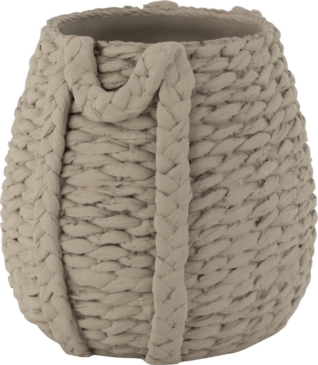 J-Line bloempot Gewoven - cement - grijs - medium