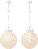 J-Line Eki mozaiek hanglamp - glas - wit - large - 2 stuks - woonaccessoires