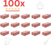 Theedoeken - Horeca Kwaliteit - Katoenenen Theedoeken set - 100 x - Rood Wit - Ophang Lus