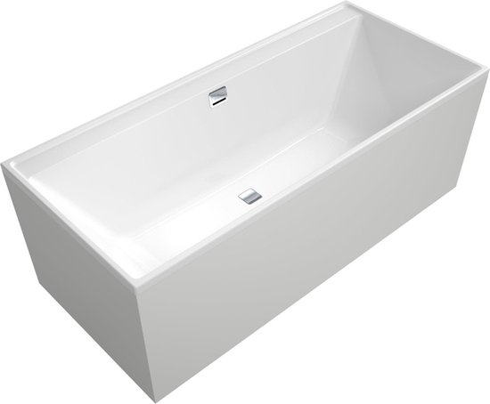 Villeroy & Boch Collaro Bad - 180x80cm - inbouw - rechthoek - met badwaste chrome - zonder panelen - wit