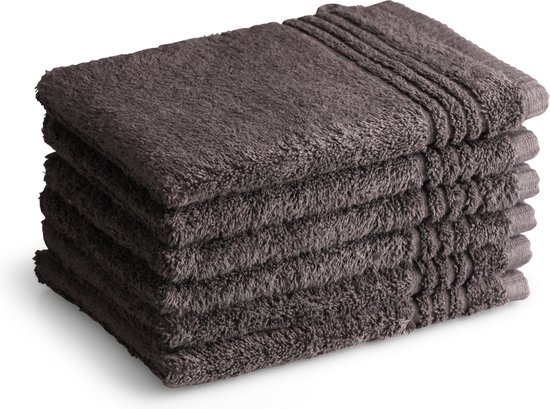 Washandjes Supreme 650 GSM - 100% Egyptisch Katoen - 6 stuks - 16x21 - antraciet