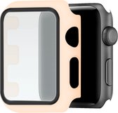 Telefoonglaasje Hoesje met screenprotector - Geschikt voor Apple Watch 4\ Apple Watch 5\ Apple Watch 6\ Apple Watch SE - 44mm - Roze