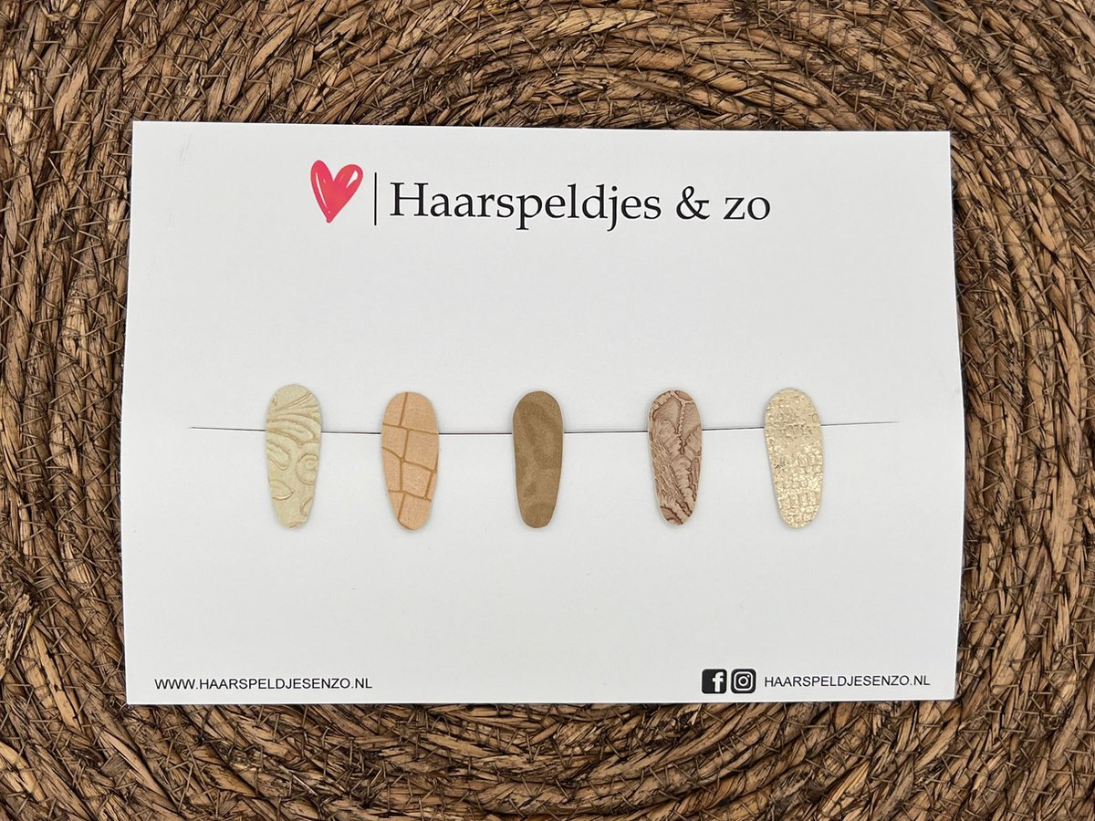 Haarspeldjes 'Lott' setje 10 - speldje met imitatieleer - 3 cm speldjes