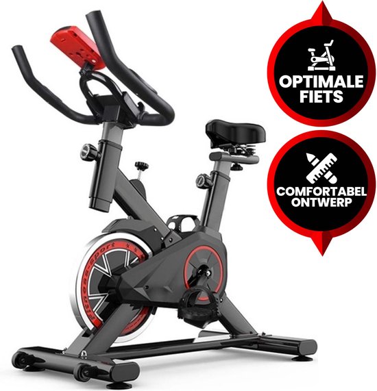 Foto: Viper sports hometrainer fiets hometrainer fitness professionele indoor bike met lage instap hoge stabiliteit v belt aandrijving tot 175cm en 150kg zwart rood