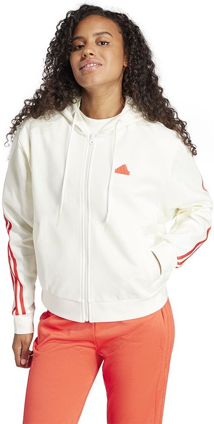 Adidas Future Icons 3 Gestreept Sweatshirt Met Volledige Ritssluiting Wit XL Vrouw