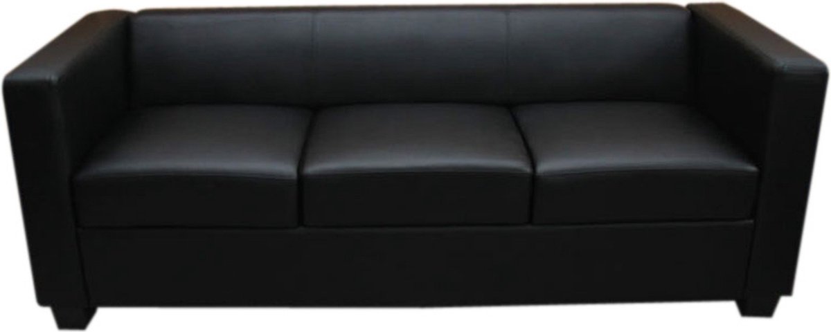 MCW 3-zits bank loungebank Lille ~ leder, zwart