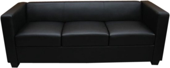 Canapé 3 places canapé lounge Lille ~ cuir, noir