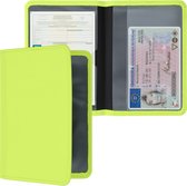kwmobile hoes voor kentekenbewijs en rijbewijs - Hoesje met pasjeshouder in neon groen - Omslag van neopreen