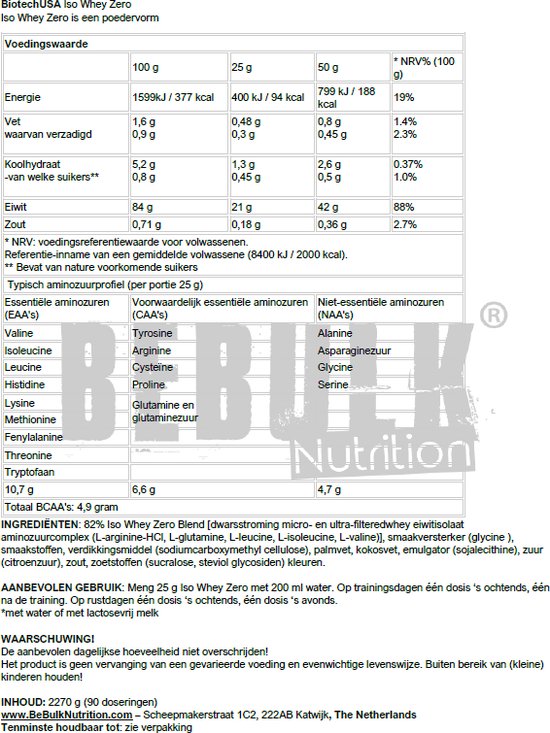 Protein Poeder - Iso Whey Zero 2270 g BiotechUSA - Caffe Latte - 84g Protein