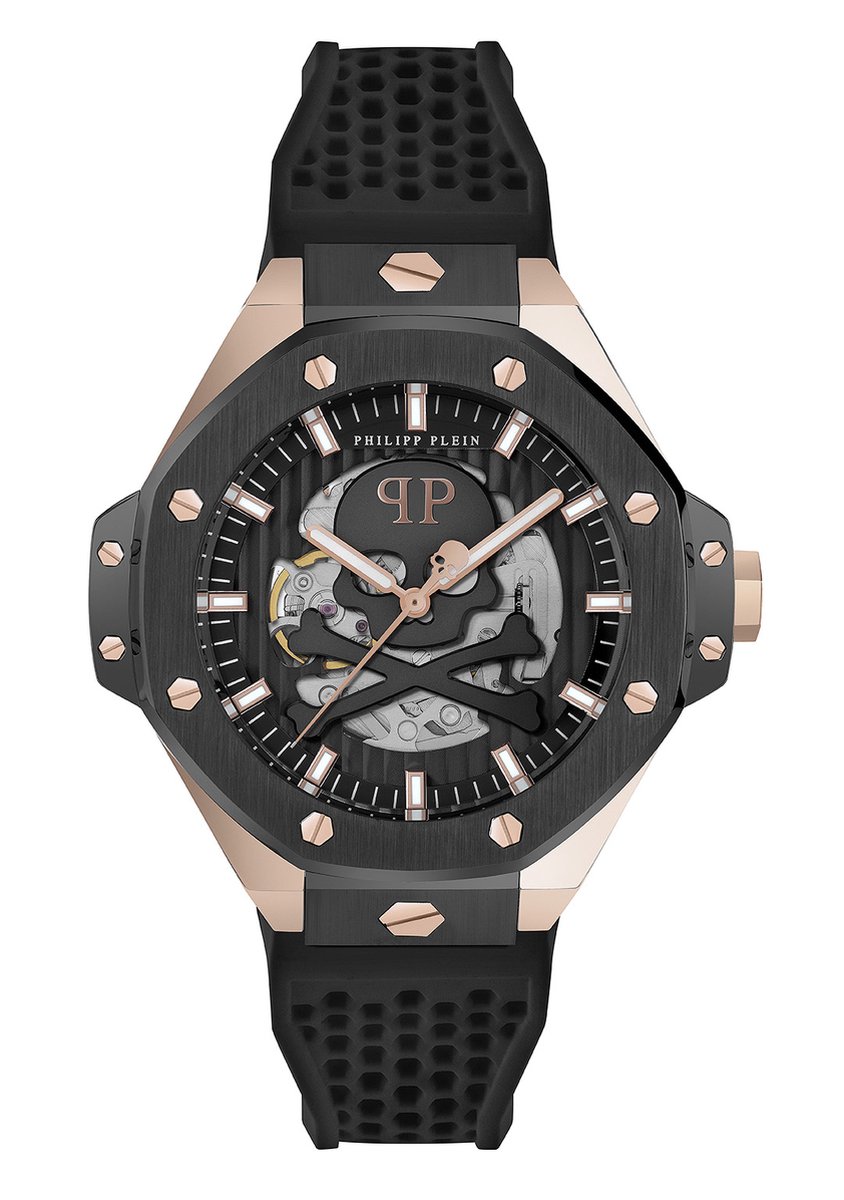 Philipp Plein Plein $Keleton Royal PWPFA0224 Horloge - Siliconen - Zwart - Ø 46 mm