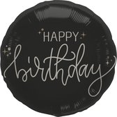 Folat - Crème noir folieballon happy birthday - 45 cm
