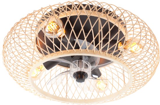Ventilateur de plafond avec lumière - Bamboe naturel Ø 50 cm