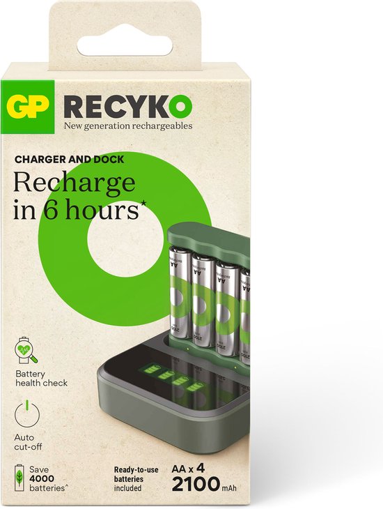 GP ReCyko AA/AAA Speed Charger (USB) - Batterijoplader - incl. 4x AA batterijen 2600mAh GP ReCyko AA/AAA Speed Charger (USB) - Batterijoplader - incl. 4x AA batterijen 2600mAh