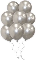 LUQ - Luxe Chrome Zilveren Helium Ballonnen - 100 stuks - Verjaardag Versiering - Decoratie - Latex Ballon Chrome Zilver