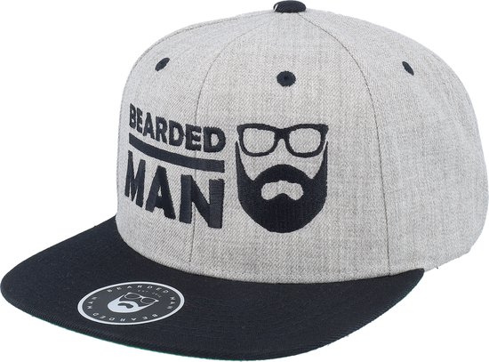 Hatstore- BMLogo Grey/Black Snapback - Bearded Man Cap